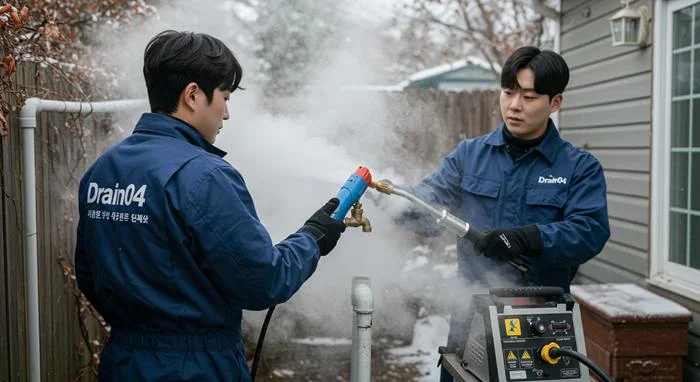 선부동 언 수도 녹임 해빙 업체 꽁꽁 언 배수관 시원하게