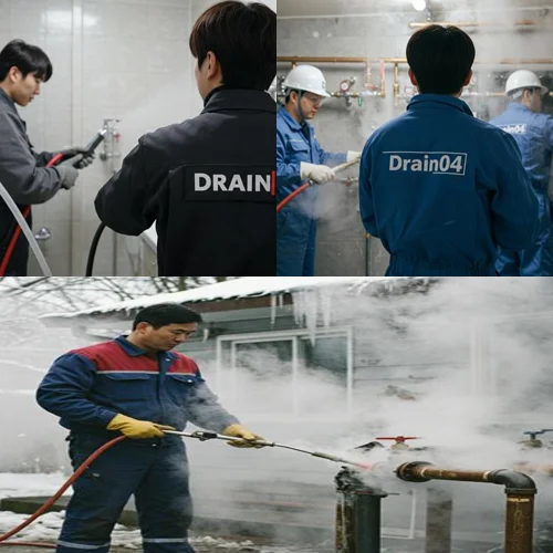 풍도동 수도 동파 녹임 해빙 빠르게 녹여서 복구 완료