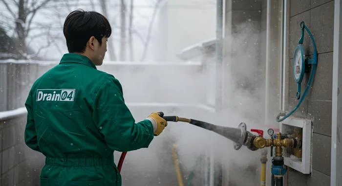 부곡동 언 수도 녹임 해빙 업체 겨울철 하수구 긴급 복구