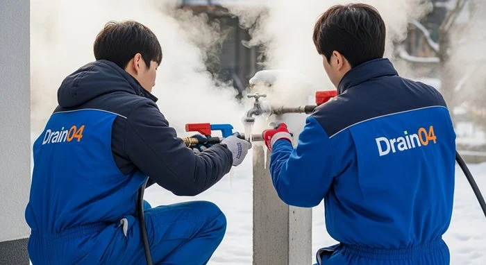 안산 하수구 해빙 얼었을때 녹여서 하수구 뻥 뚫어