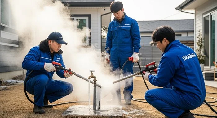 안산 하수구 해빙 얼었을때 녹여서 하수구 뻥 뚫어