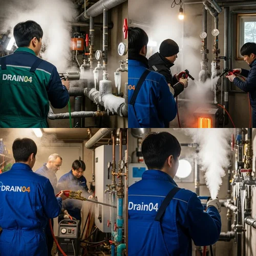 건건동 수도관 동파 하수구 녹여서 깔끔하게 복구