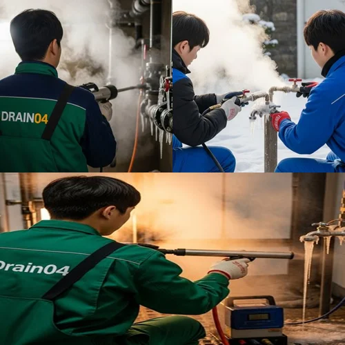 수암동 수도 동파 녹임 해빙 꽁꽁 언 하수구 시원하게