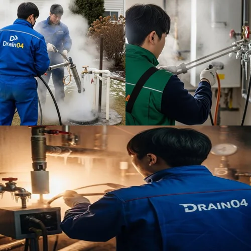 수암동 수도 동파 녹임 해빙 꽁꽁 언 하수구 시원하게