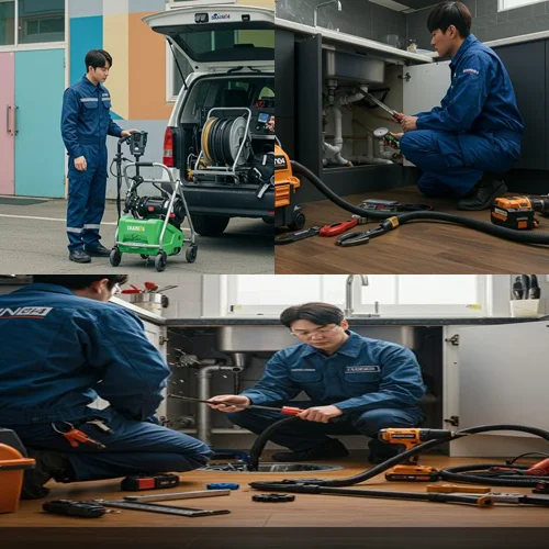 화정동 변기 막힘 수리 관통기 작업