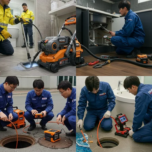 화정동 변기 막힘 수리 관통기 작업